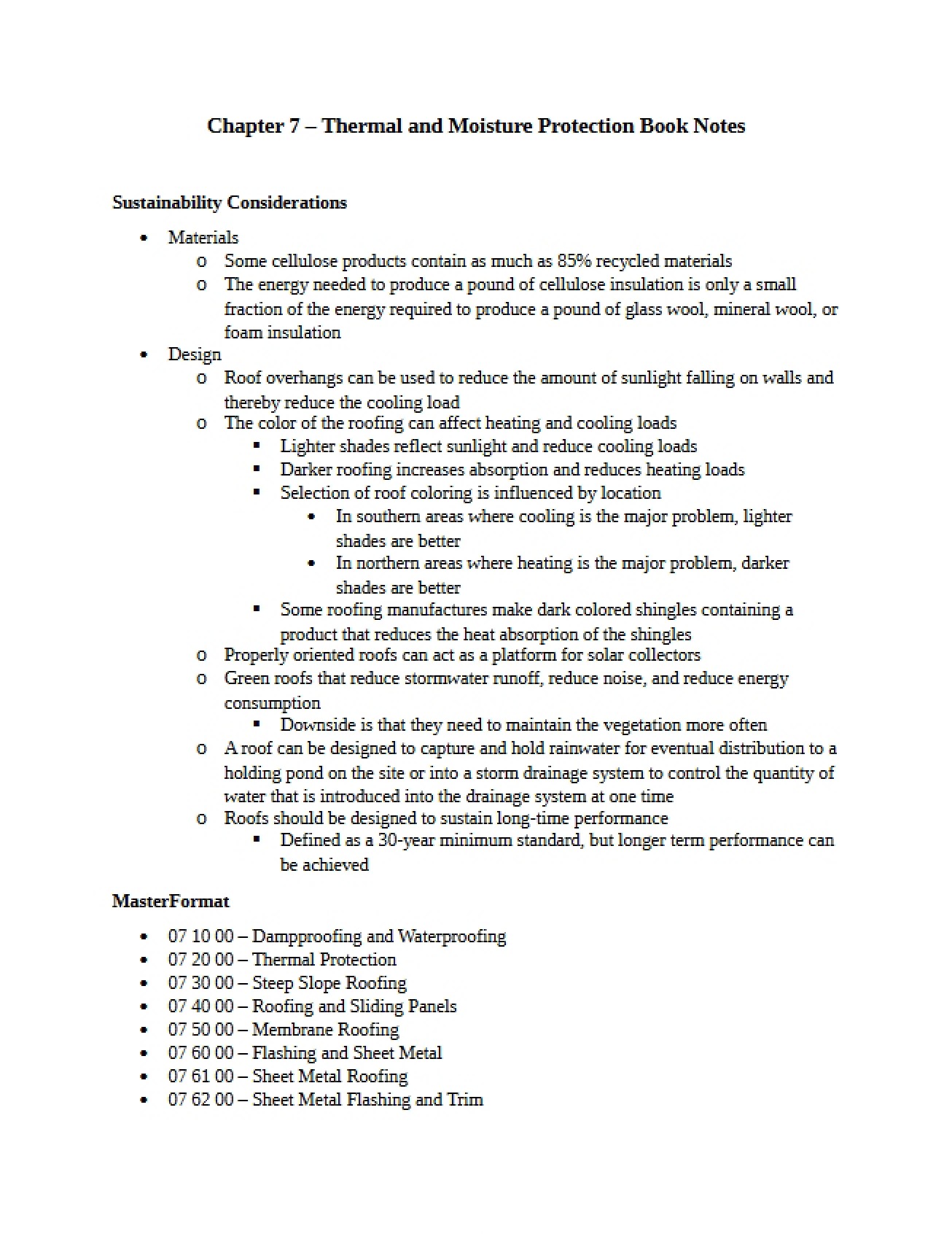 Book Notes on the Seventh Chapter of Construction Materials