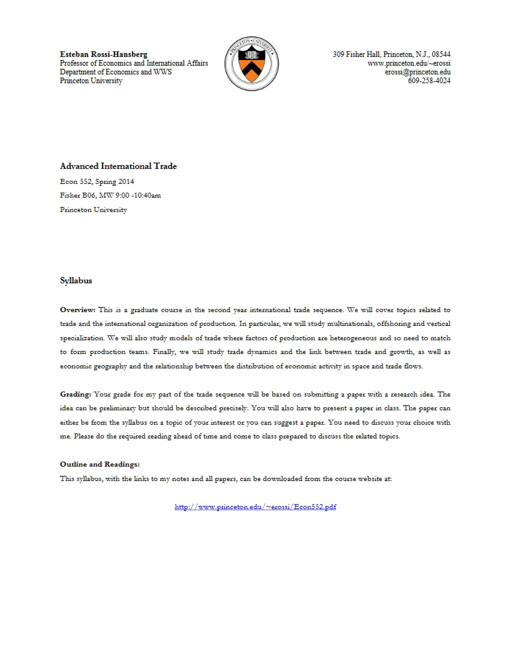 International Monetary Theory Syllabus