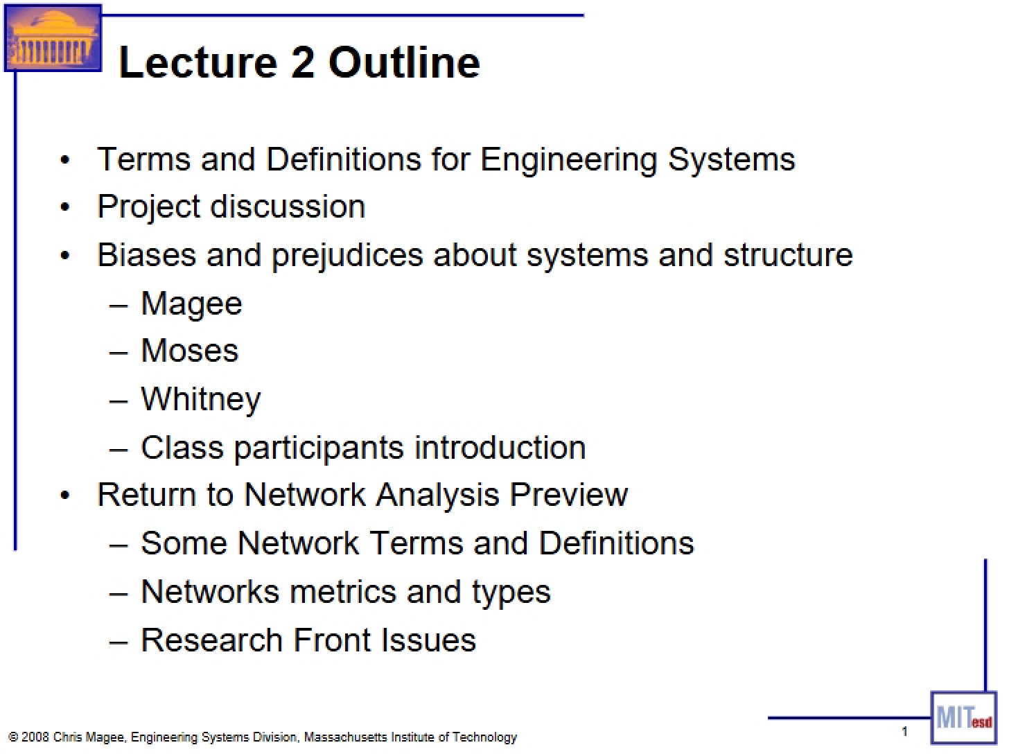 Engineering Systems Definitions and Terms