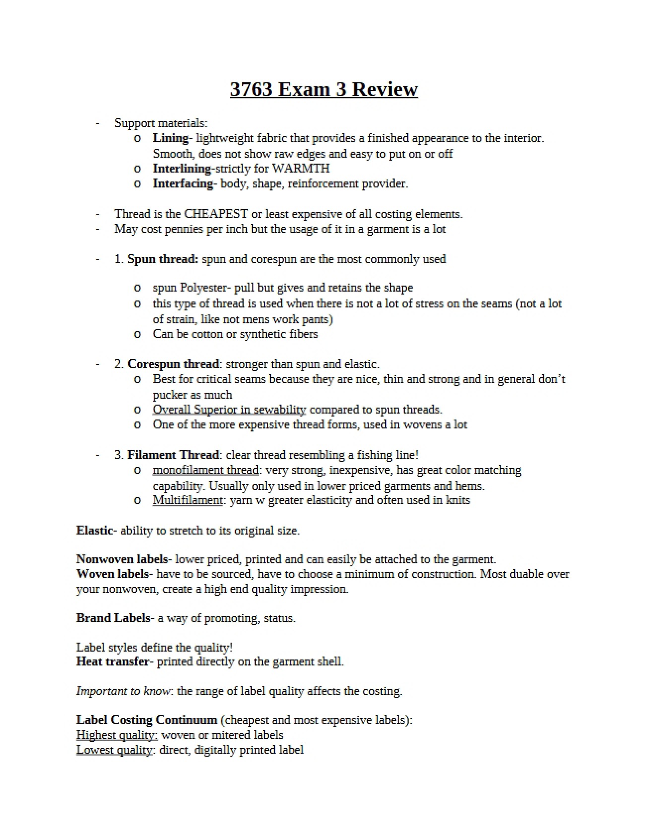 Apparel Analysis Third Examination
