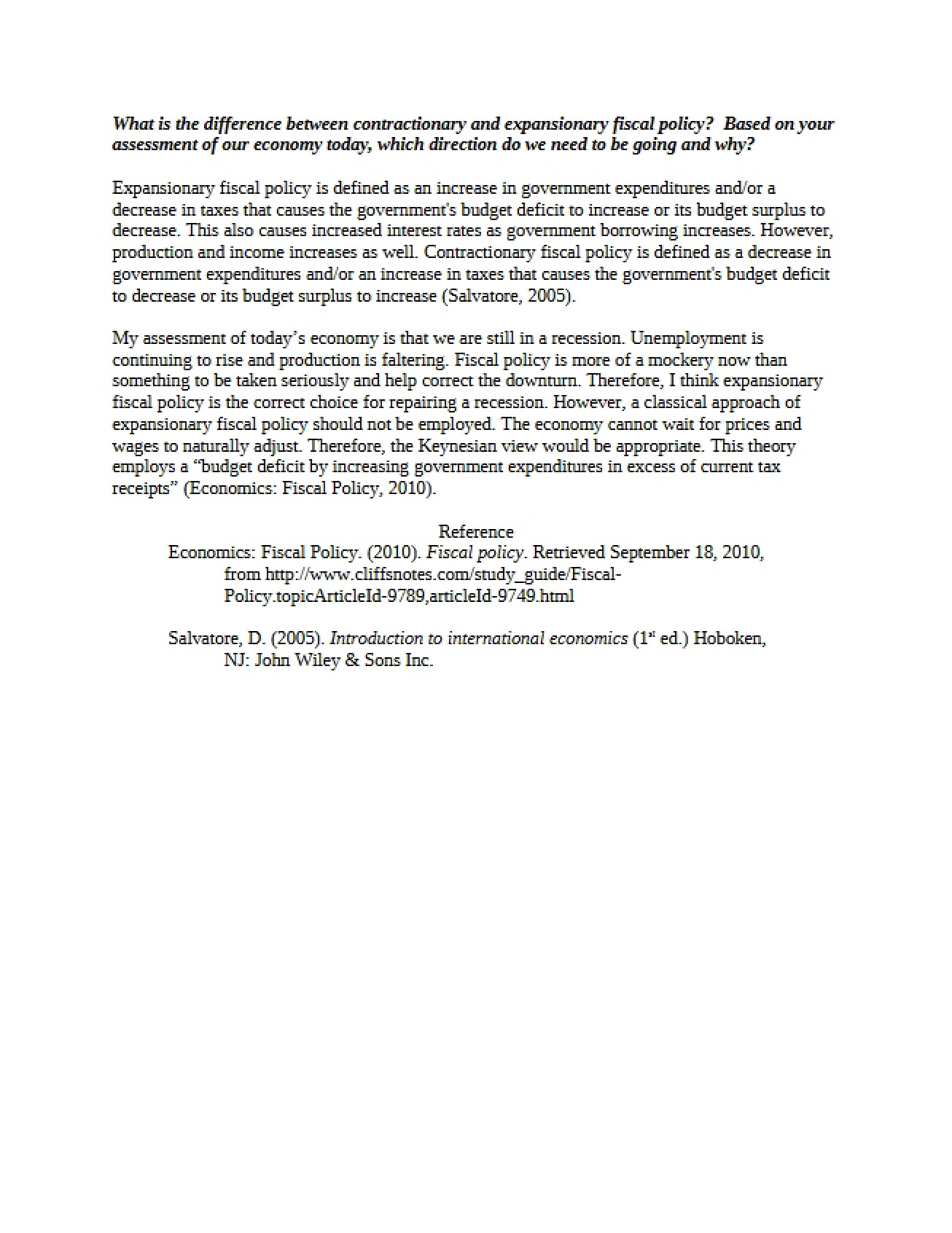 Policy for Fiscal Expansion