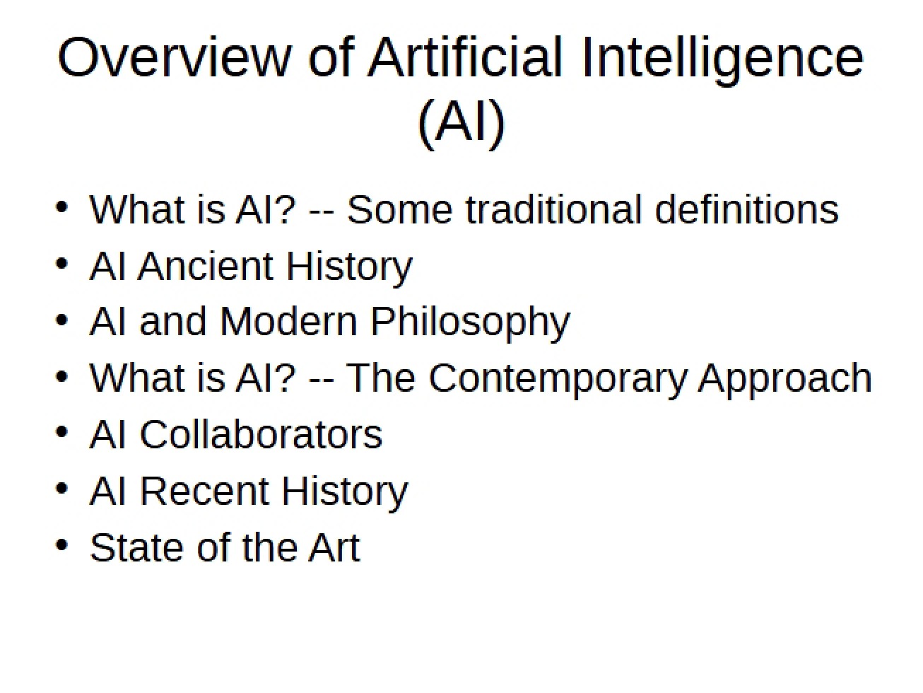 Artificial Intelligence Overview