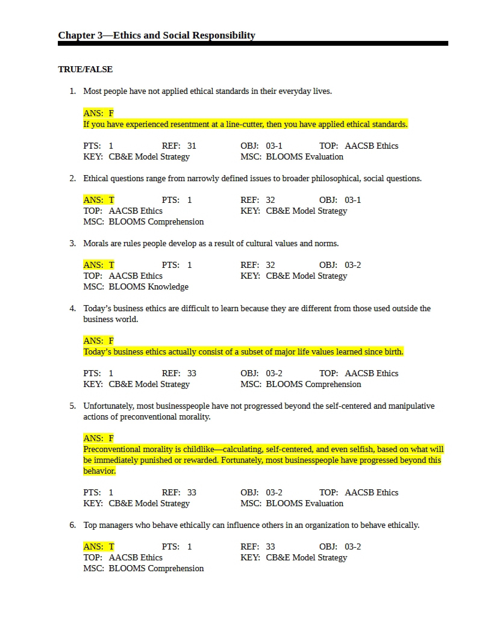 Social Responsibility and Ethics (Chapter 3)