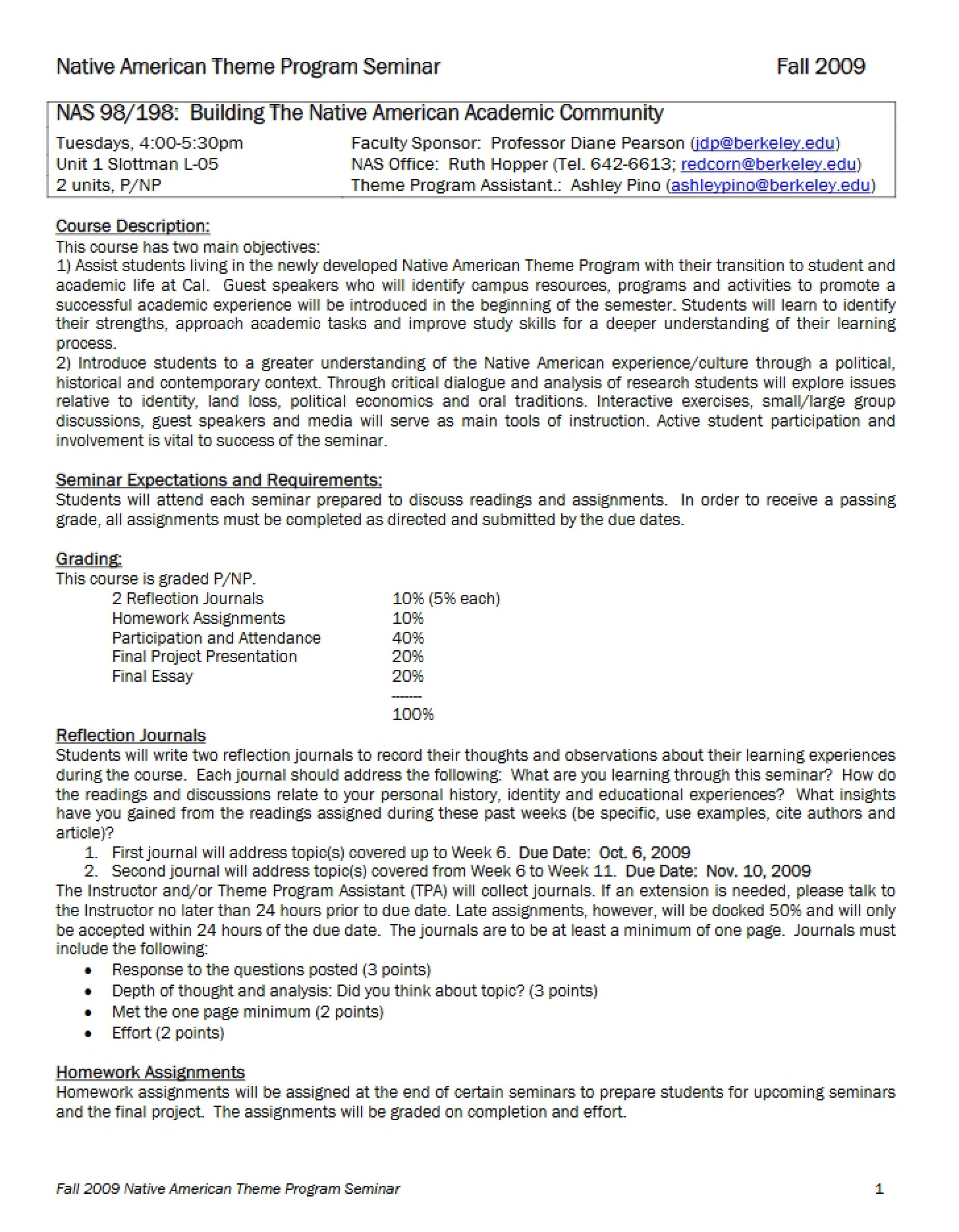 Class Syllabus