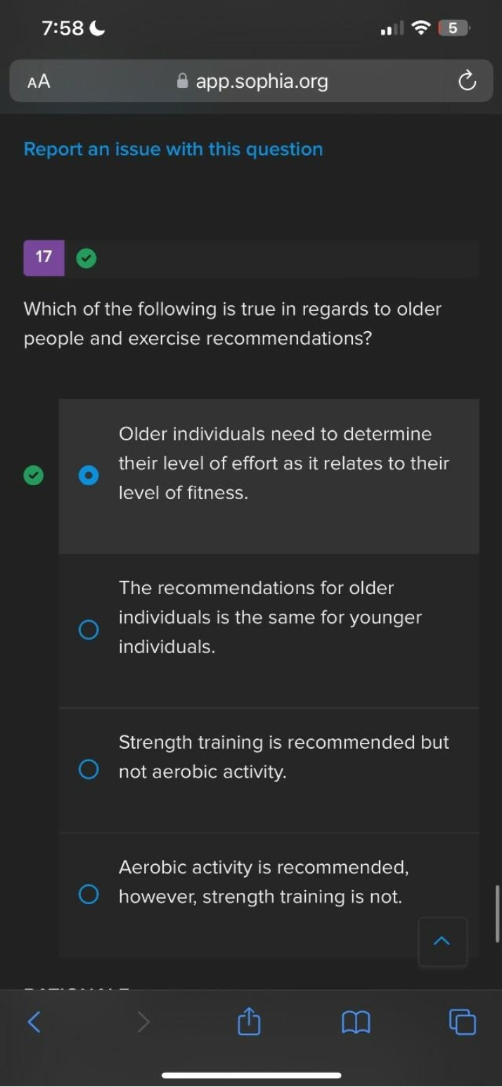 Determining Effort Levels for Older Individuals