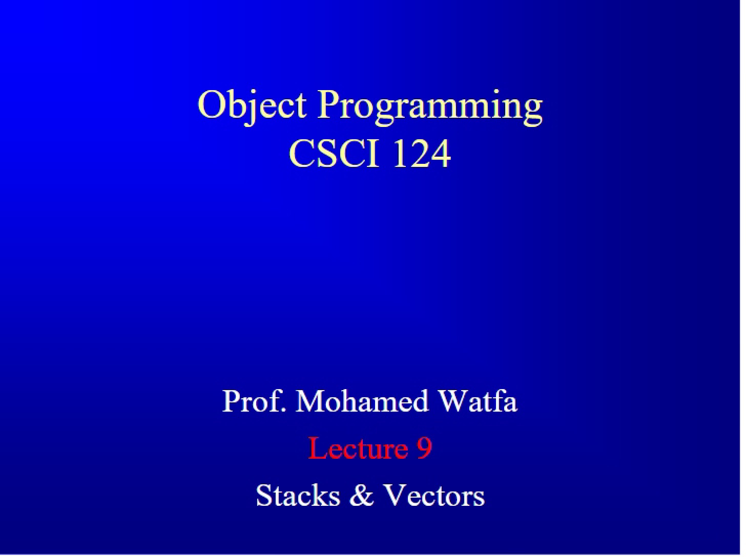 Stack and Vector Structures