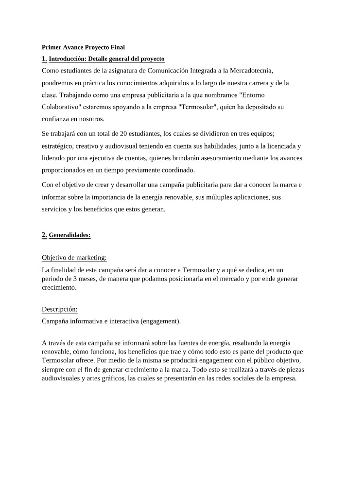 Campaña Termosolar - Avance Creativo 1