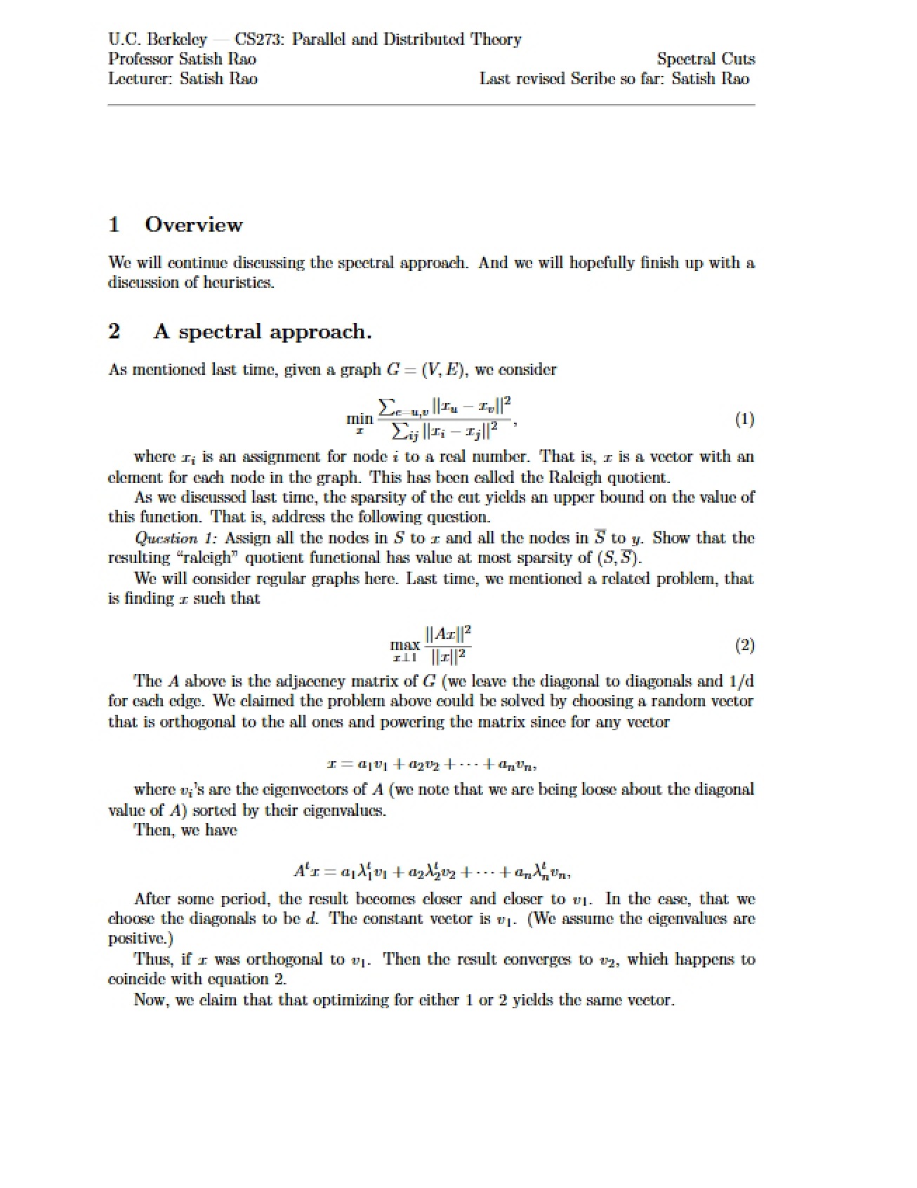 Course Notes for Parallel Computation