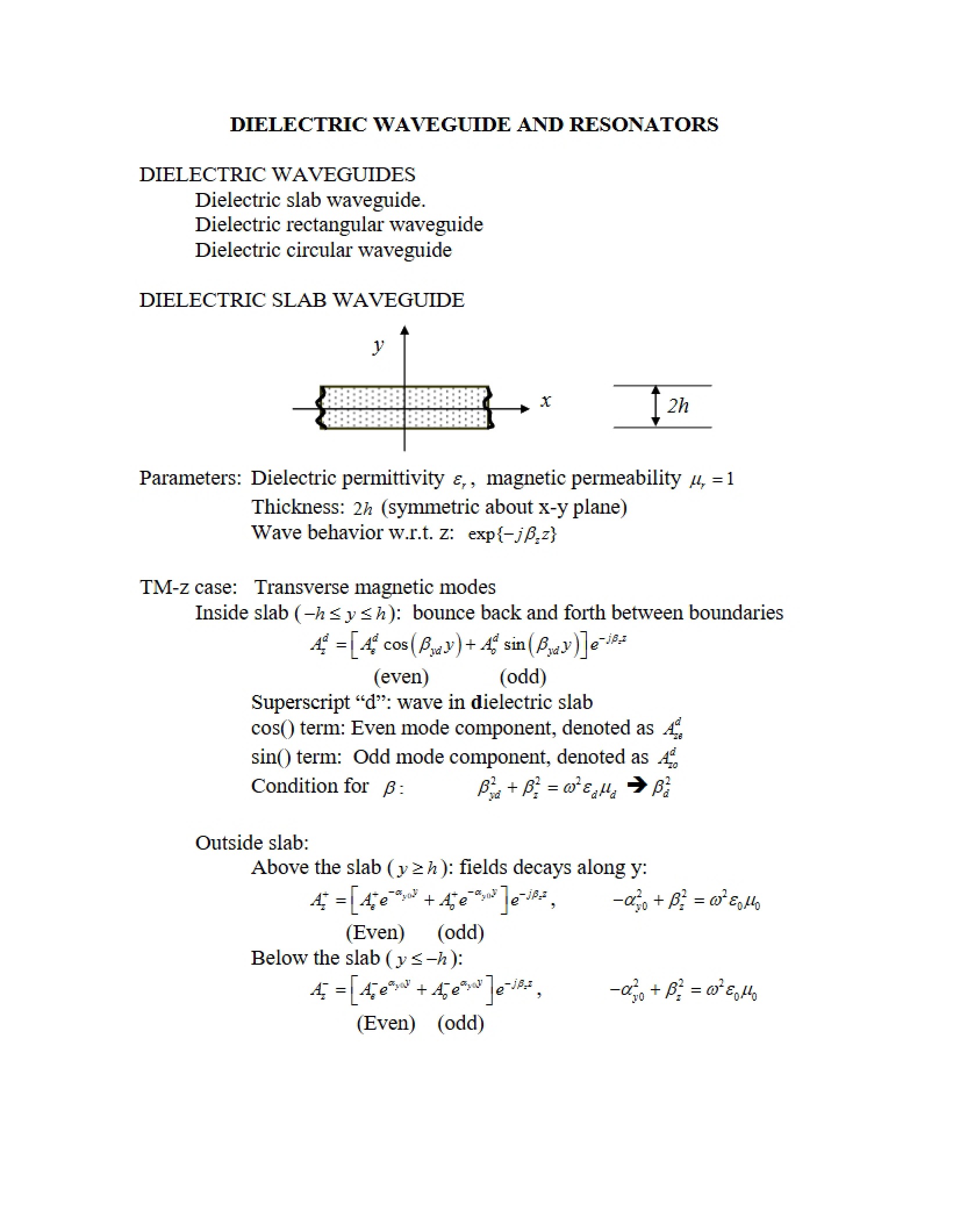 Resonators and Dielectric Waveguides