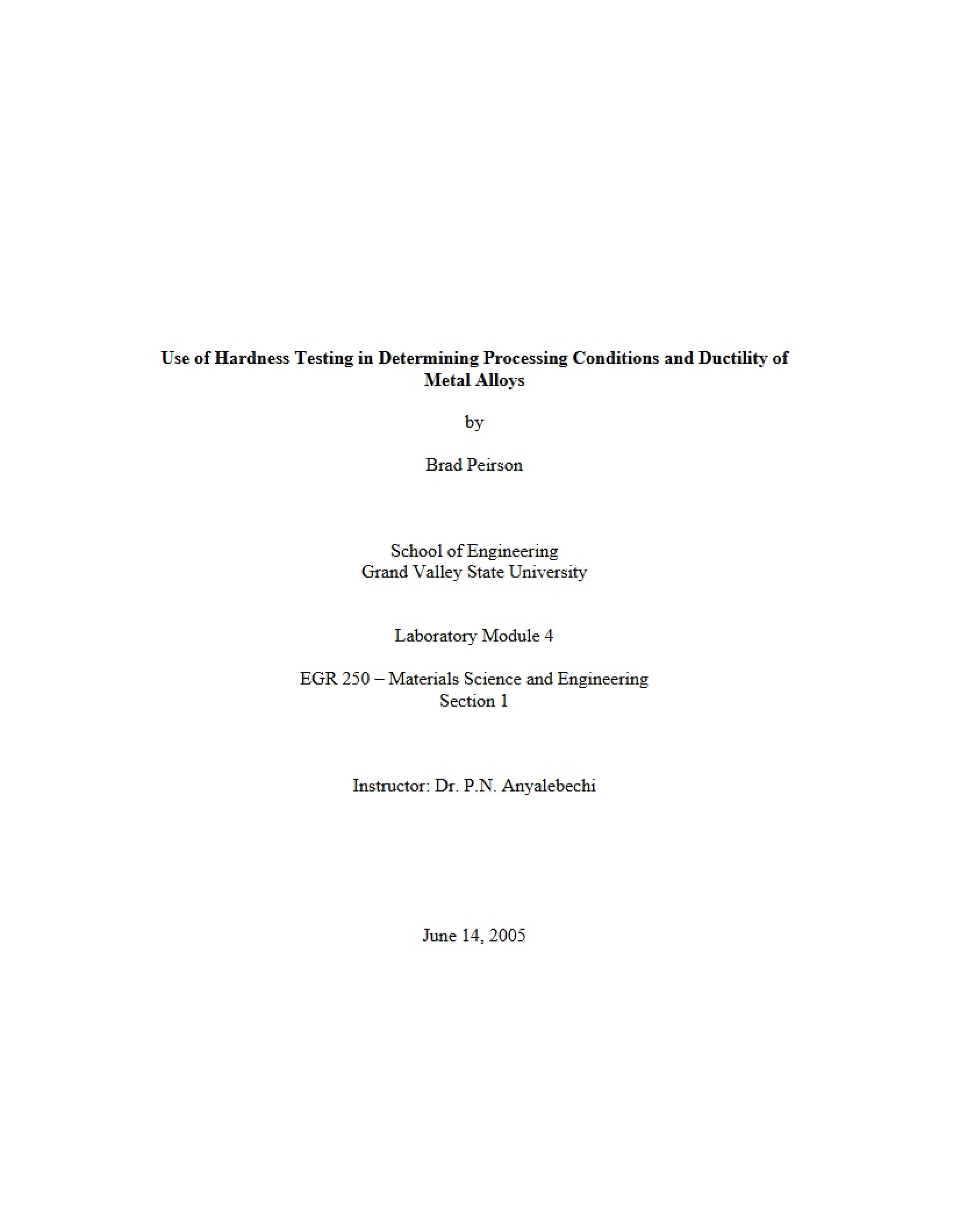 Hardness Testing for Alloy Ductility and Processing Conditions