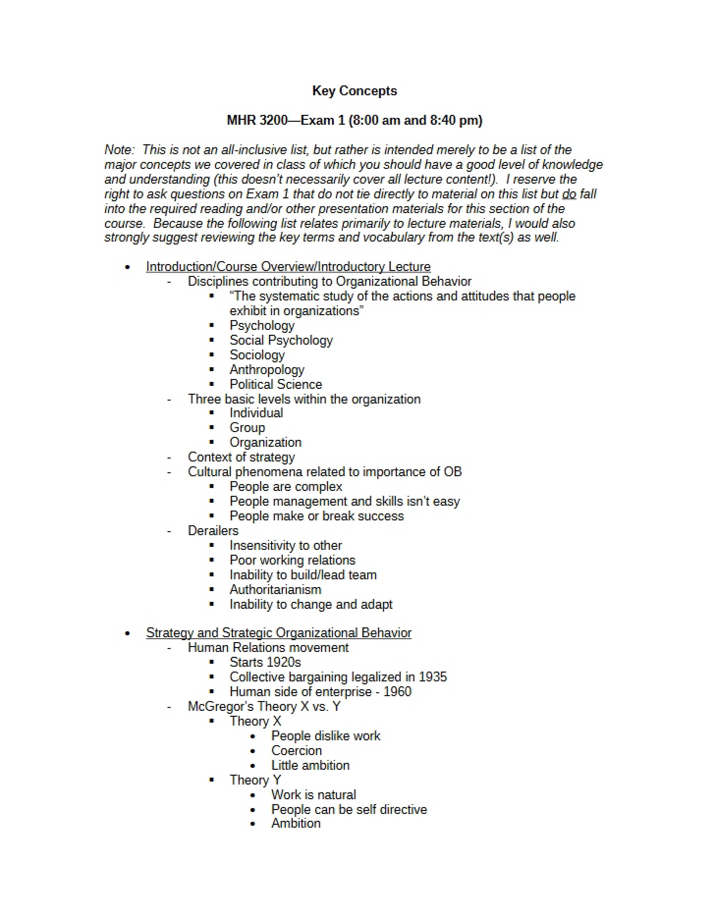 Key Course Concepts