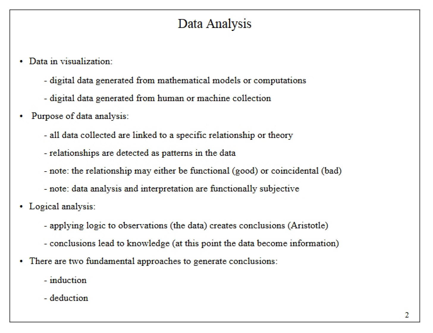 Analyzing Data Sets
