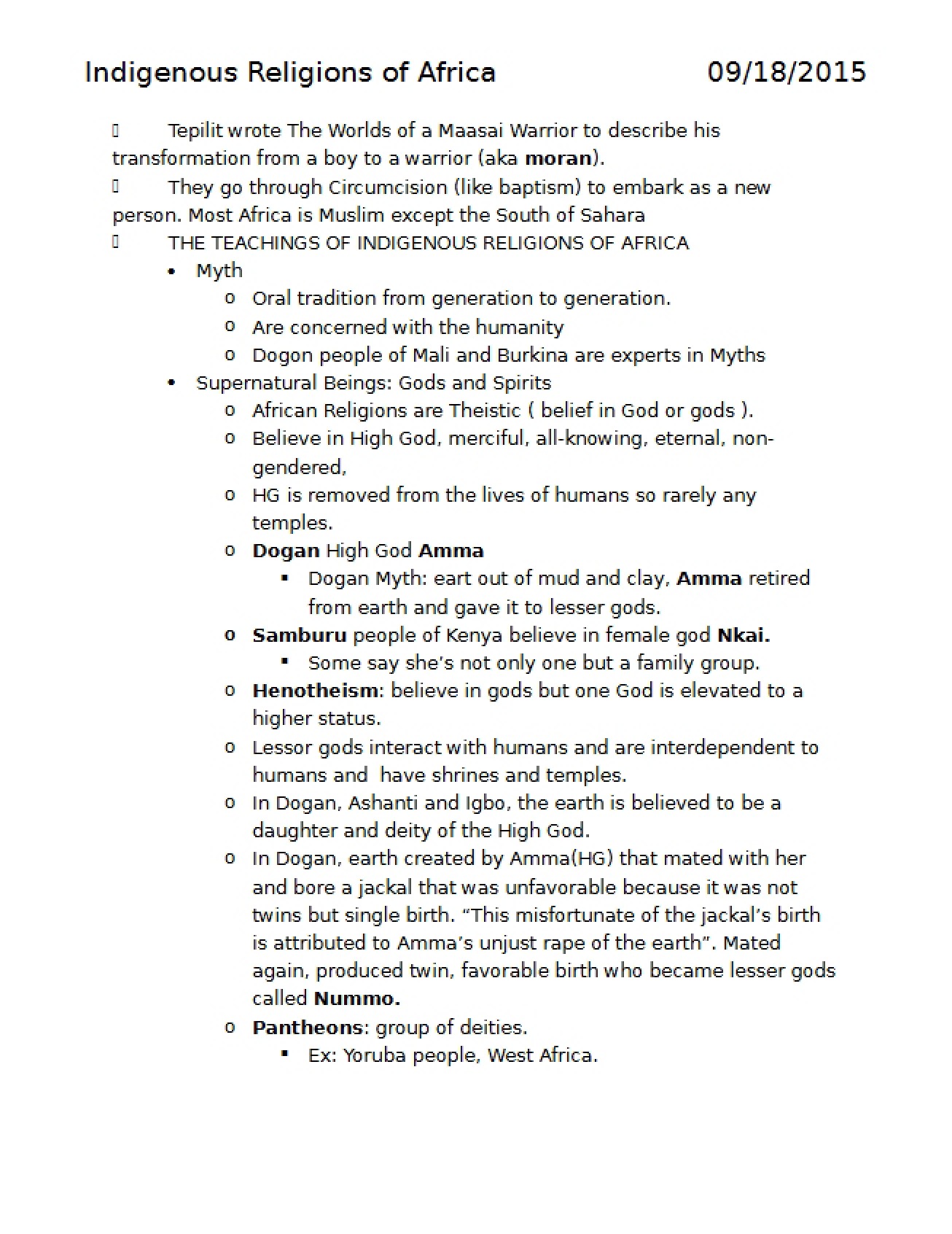 Africa's Indigenous Religions