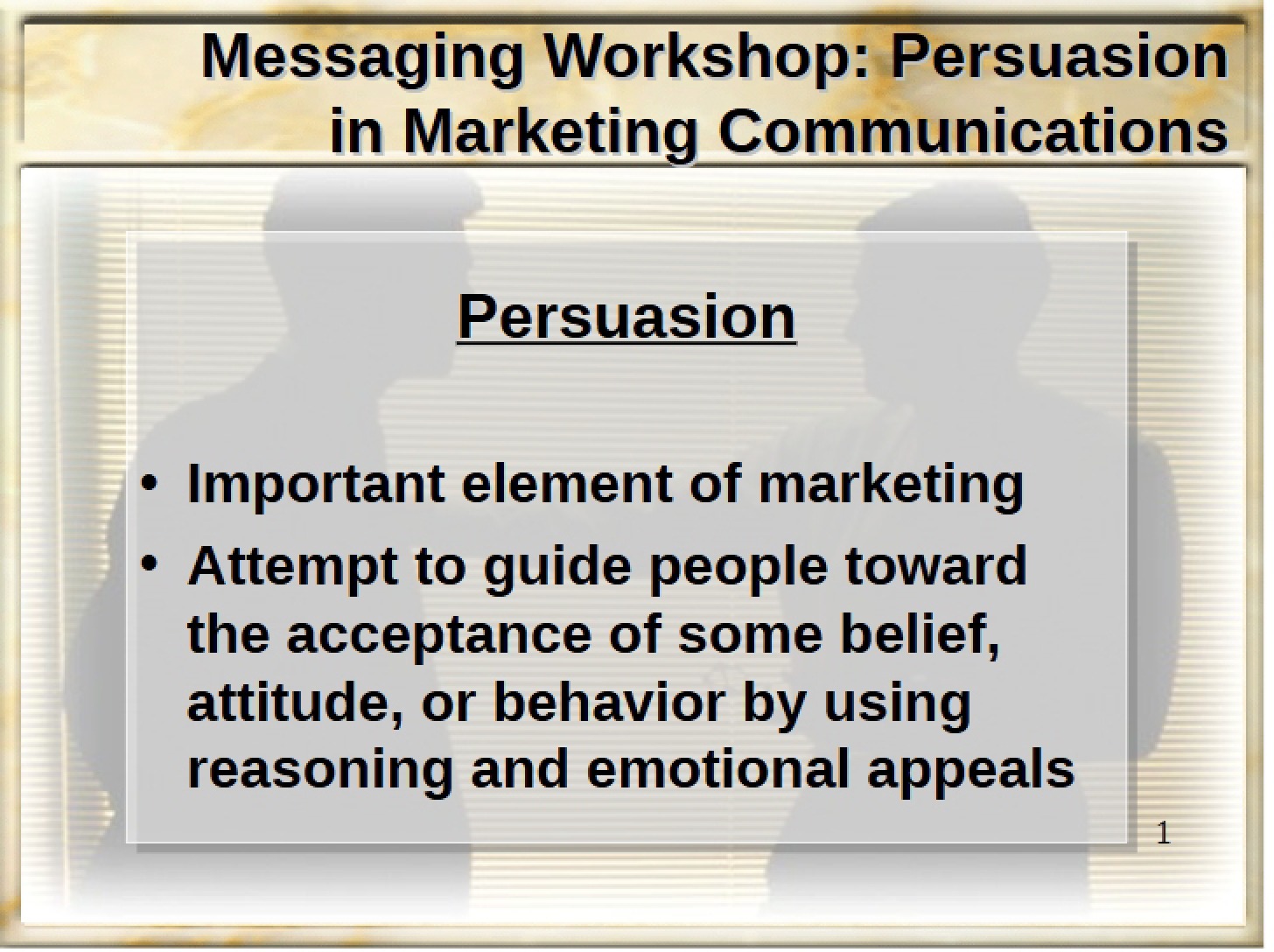 Workshop Strategies for Messaging