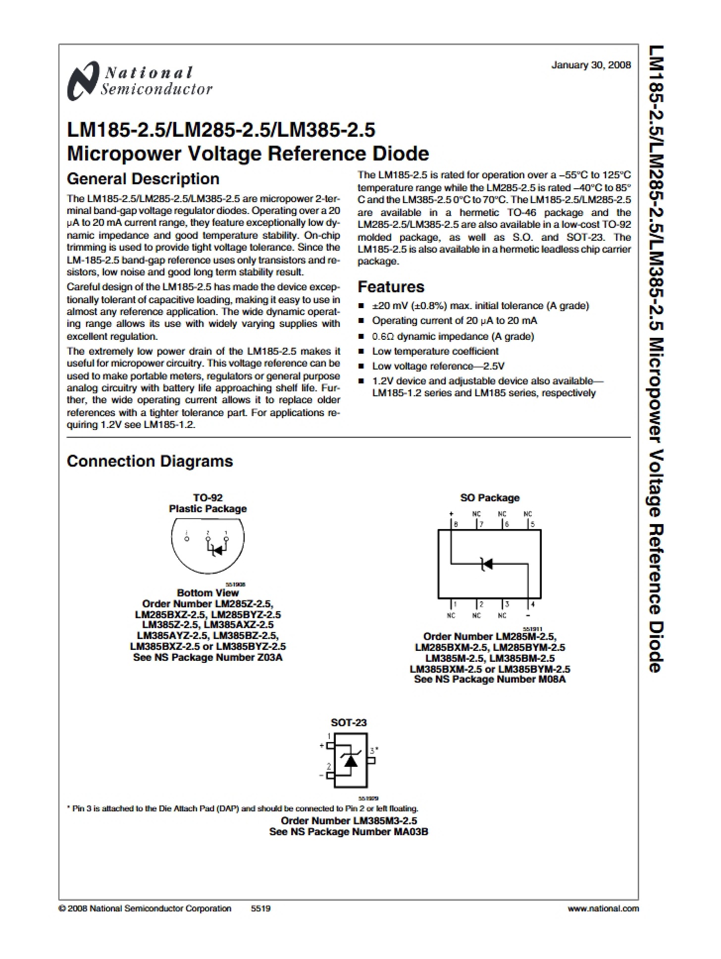 Voltage Reference Diode (Micropower)