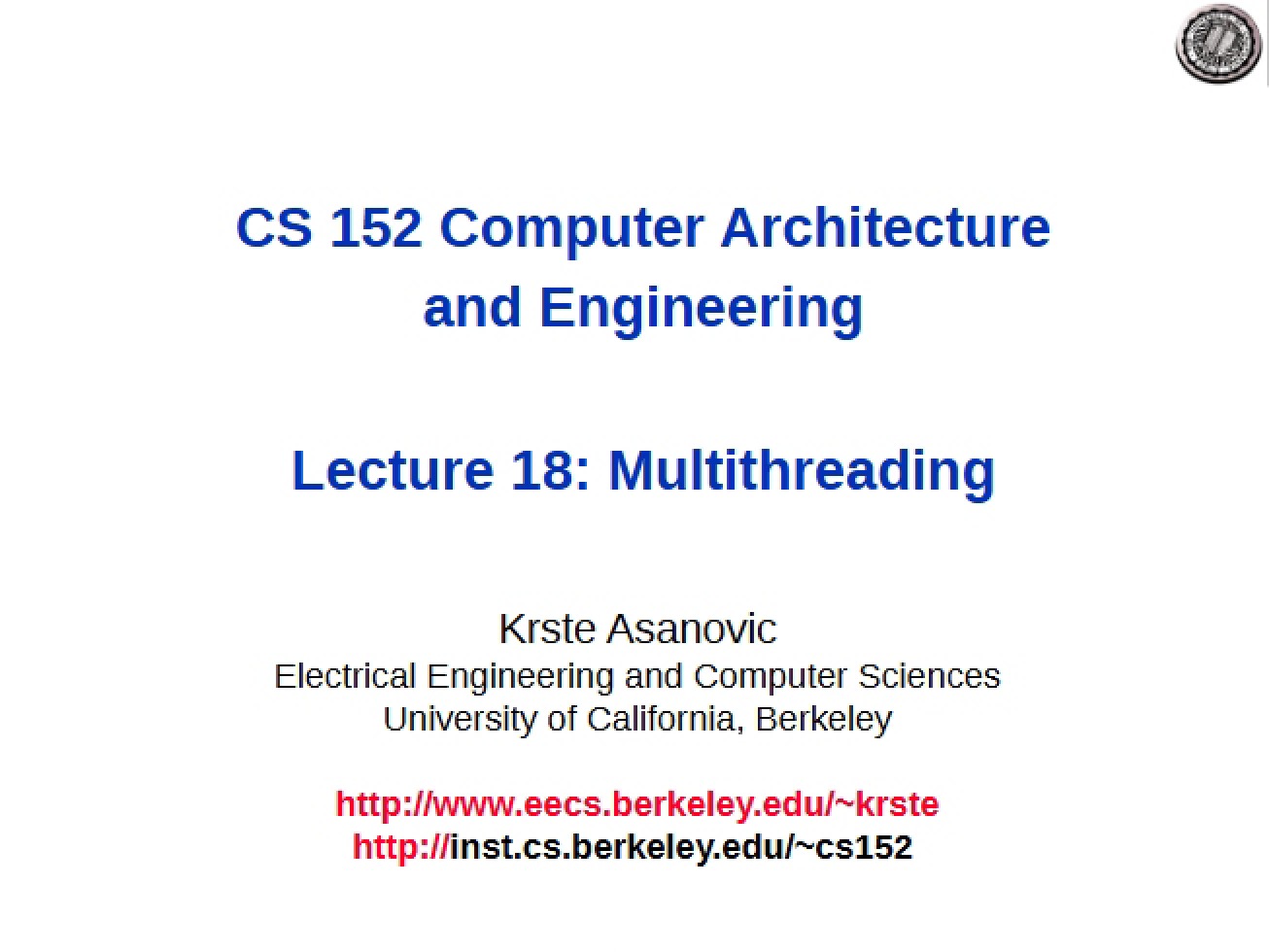 Multithreading Concepts (Lecture 18)
