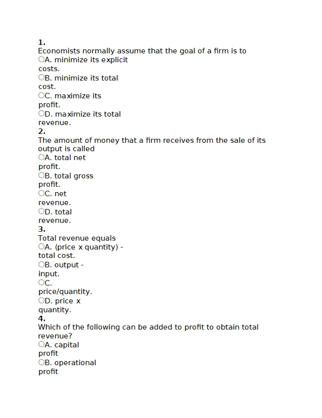 Examination in Microeconomics