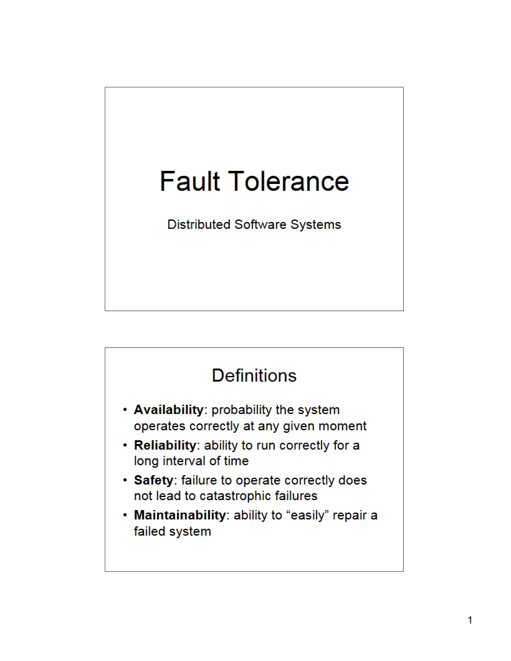 Tolerance of Faults