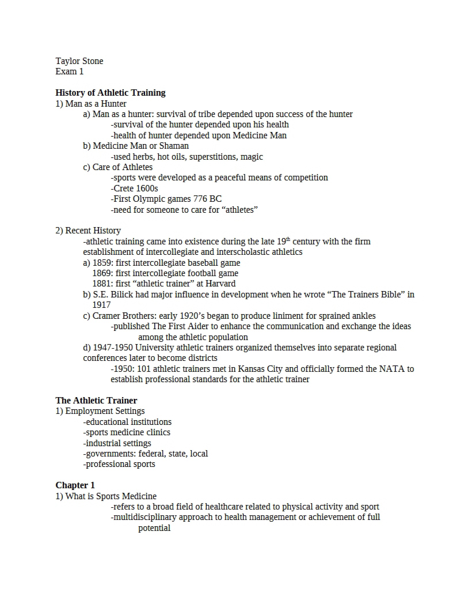 First Examination