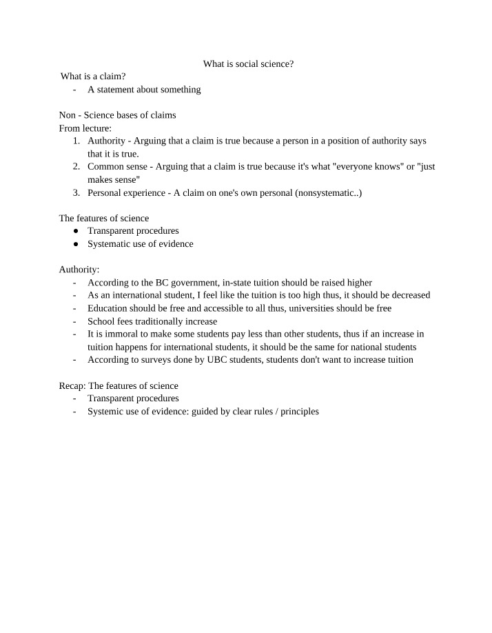 Notes on Social Science Claims, Authority, and Evidence