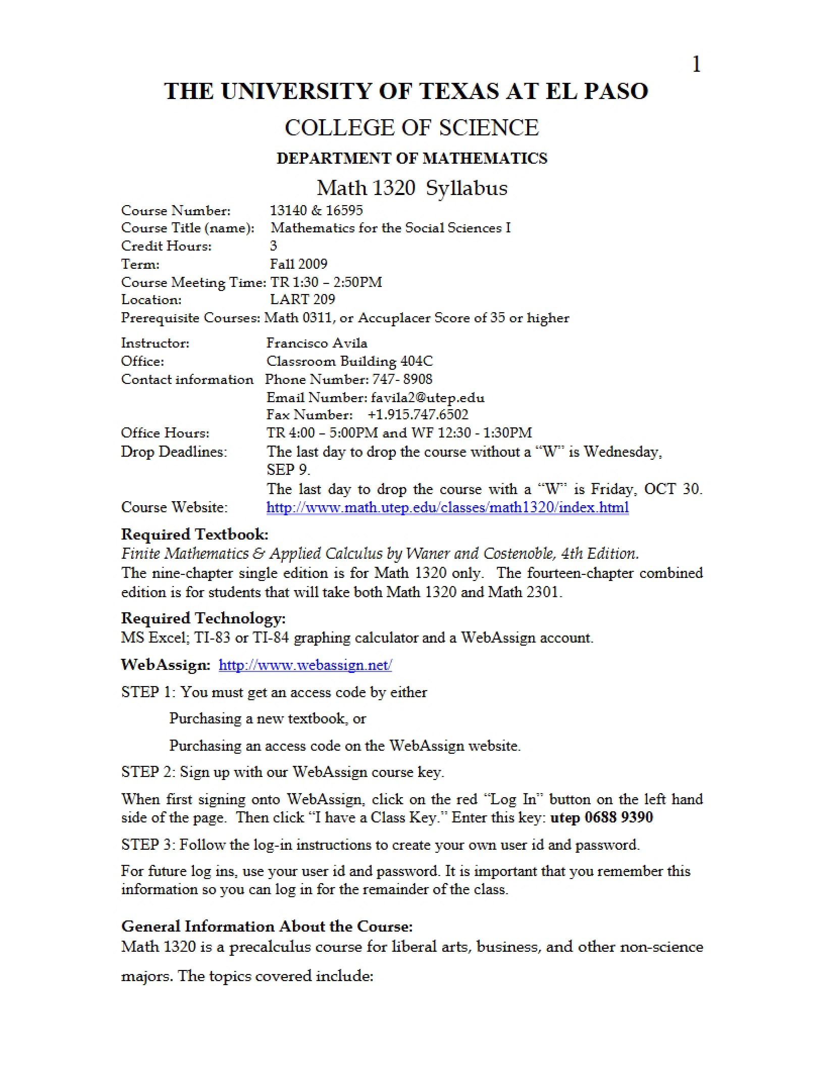 Math for Social Sciences I Syllabus (3)