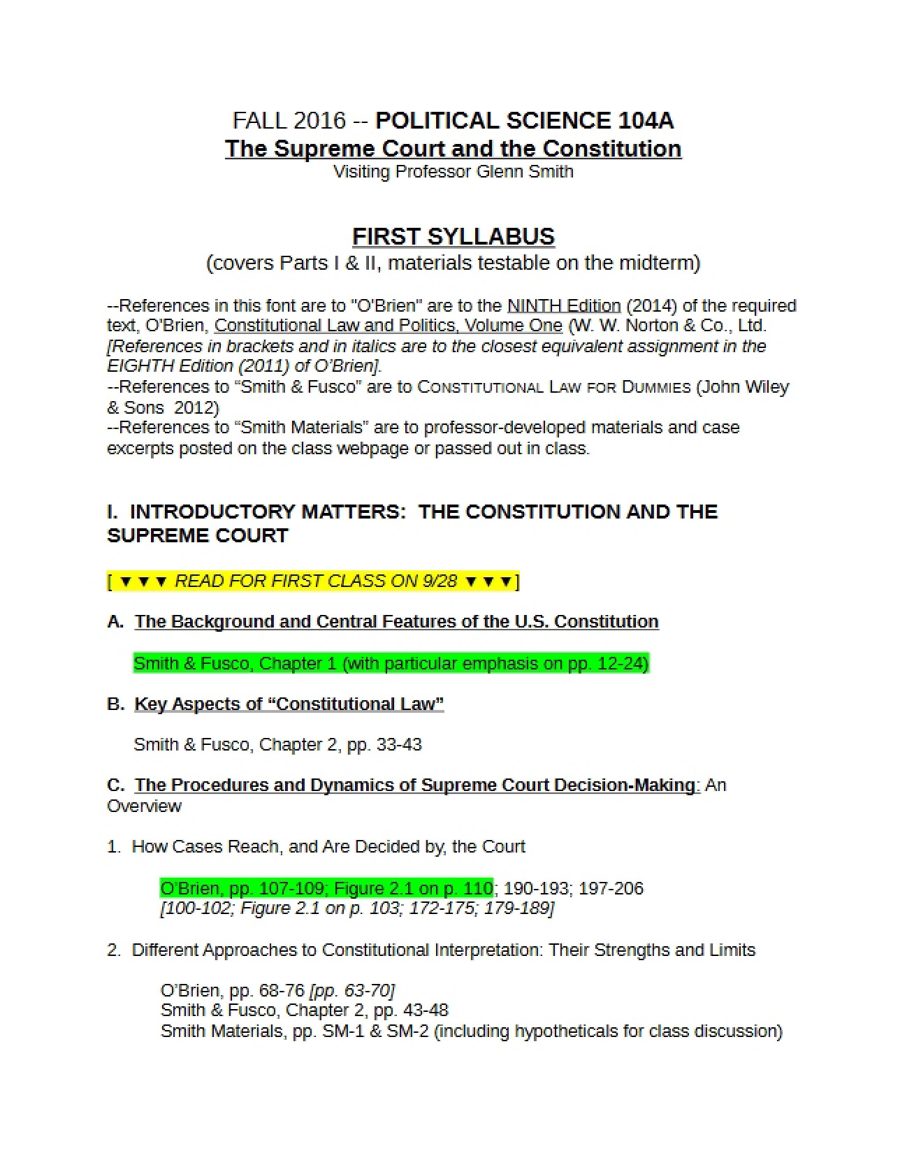 Constitutional Law Preliminary Syllabus