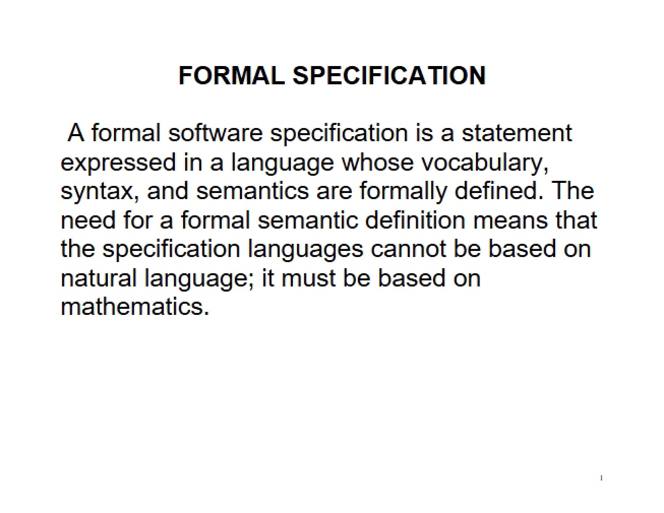 Specifications that are Formal