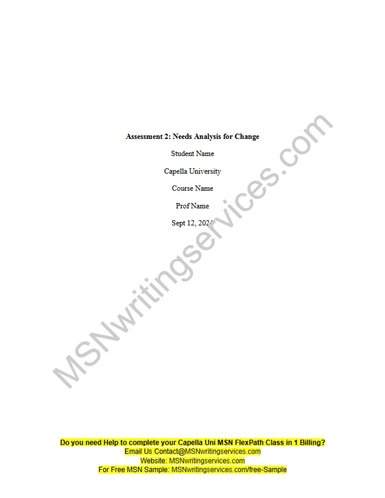 Change Needs Analysis (Assessment 2) - nan