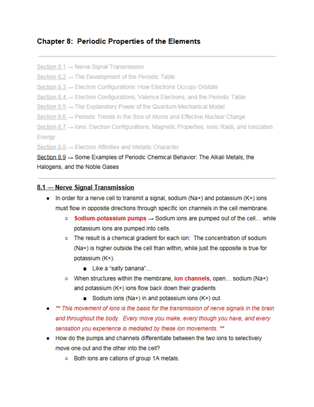 Chapter 8 Periodic Properties of the Elements
