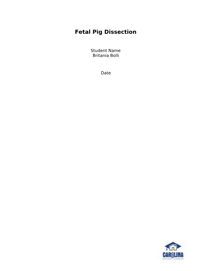 Report on Fetal Pig Dissection Lab