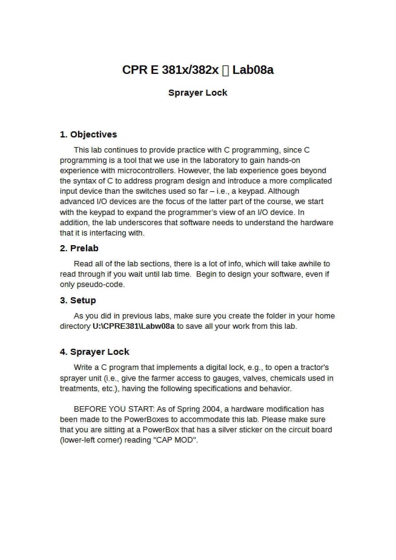 Eighth Lab The Sprayer Lock System
