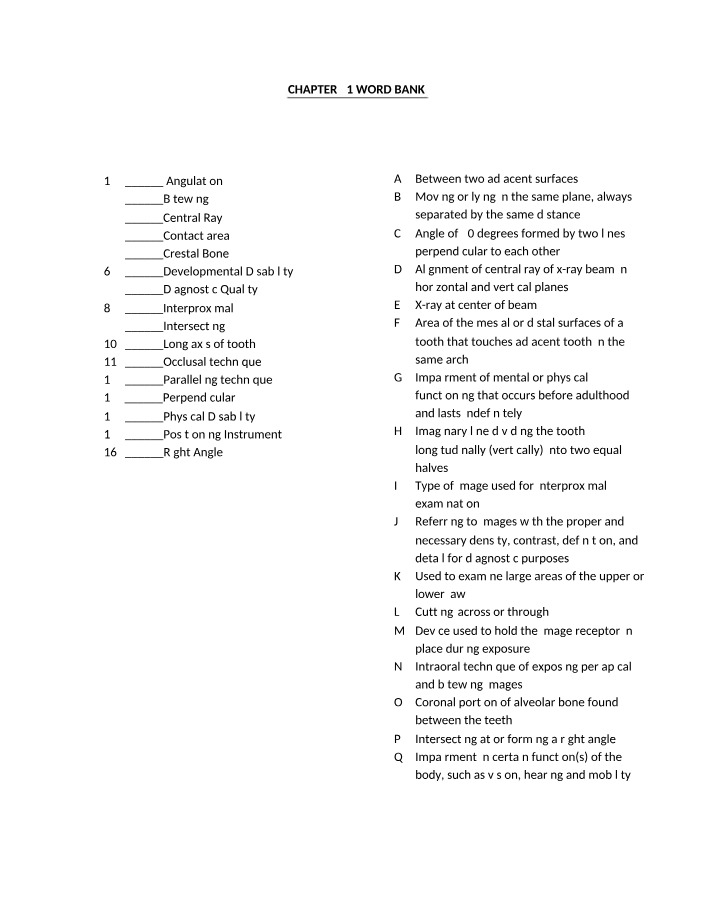Word Bank for Chapter 41