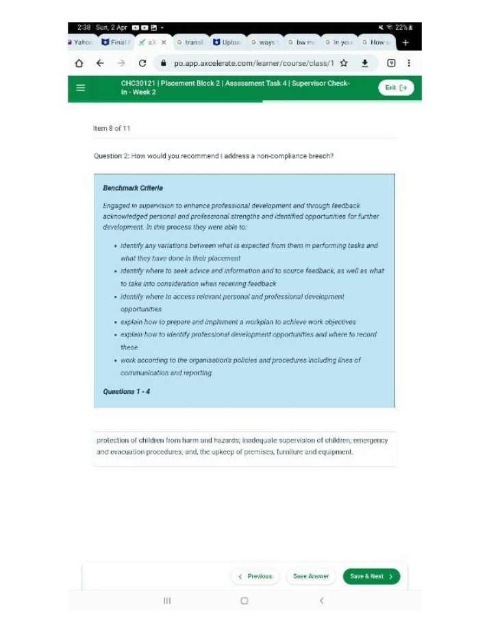 Supervisor Check-In - Placement Block 2, Task 4