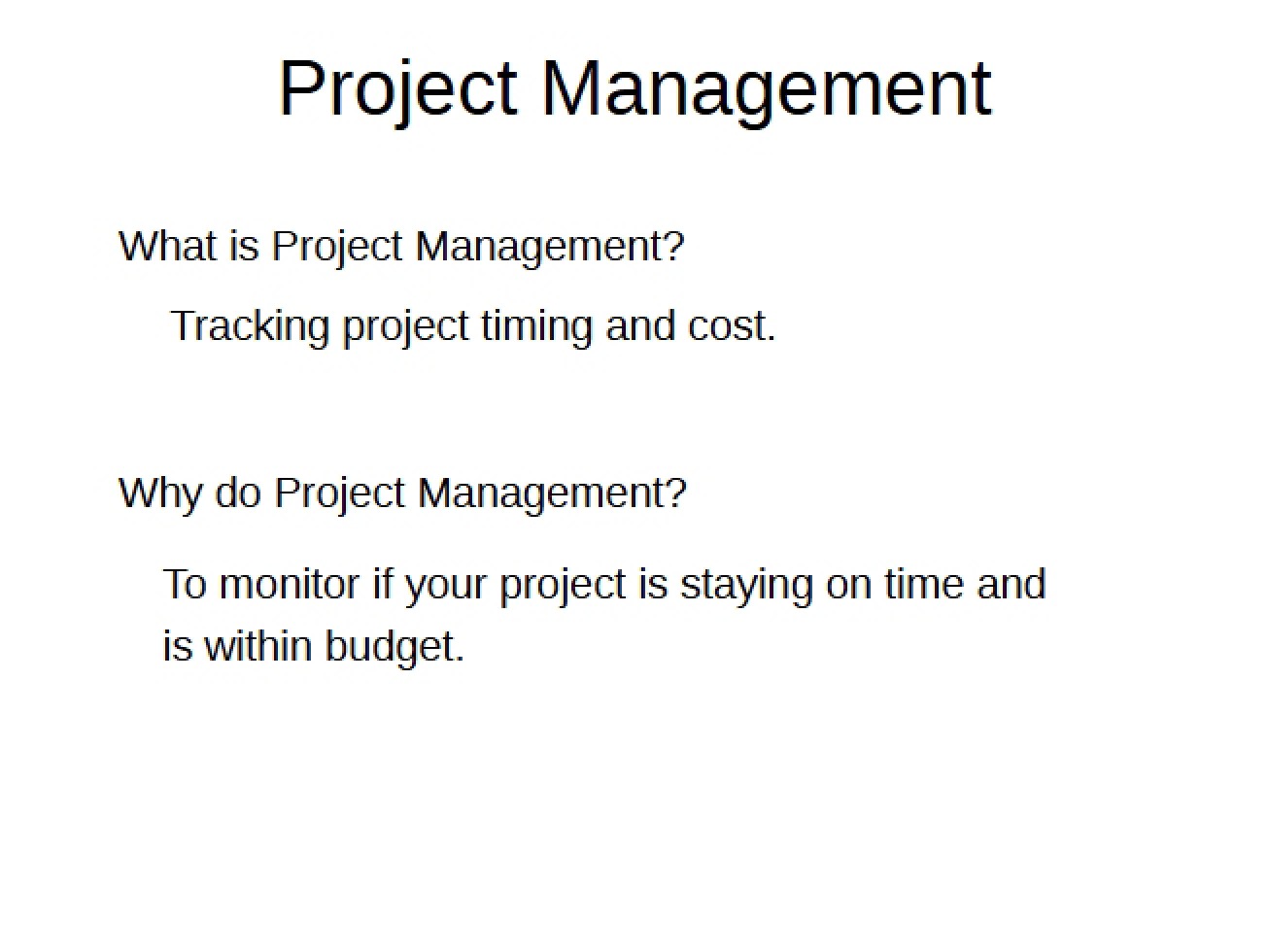Management of Projects