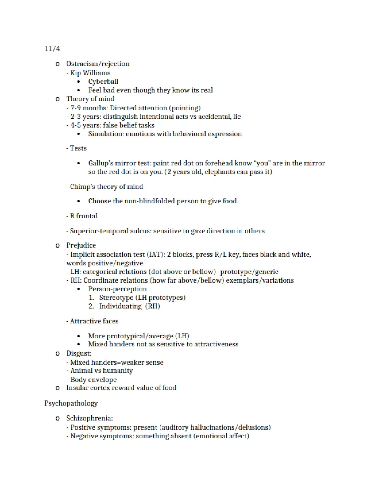 Cognitive Neuropsychology Notes