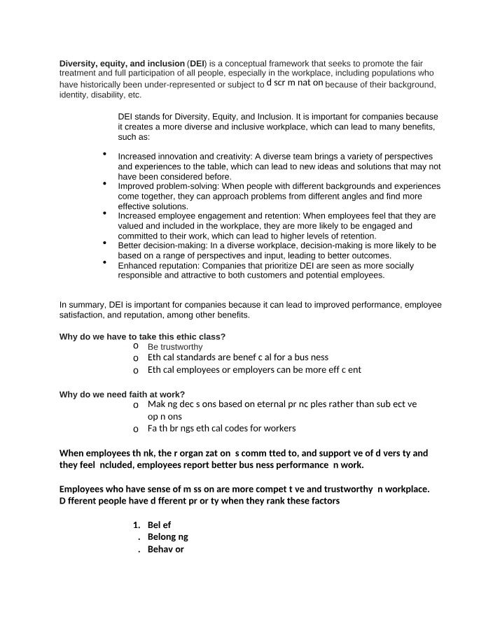 Workplace Diversity, Equity, and Inclusion Importance