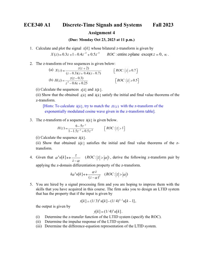 Calculating and Plotting x[k] for Discrete-Time Signals and Systems