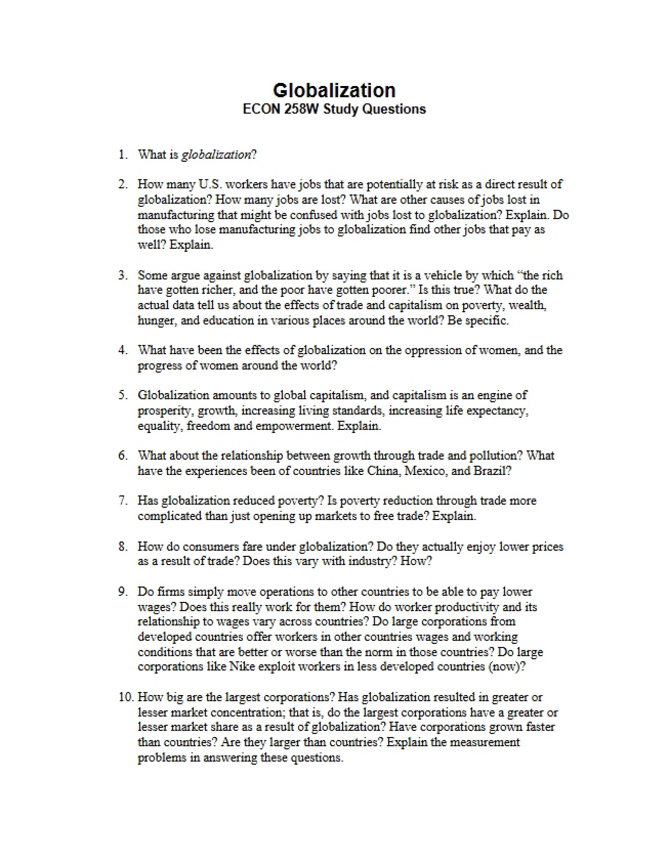 Examination of Globalization