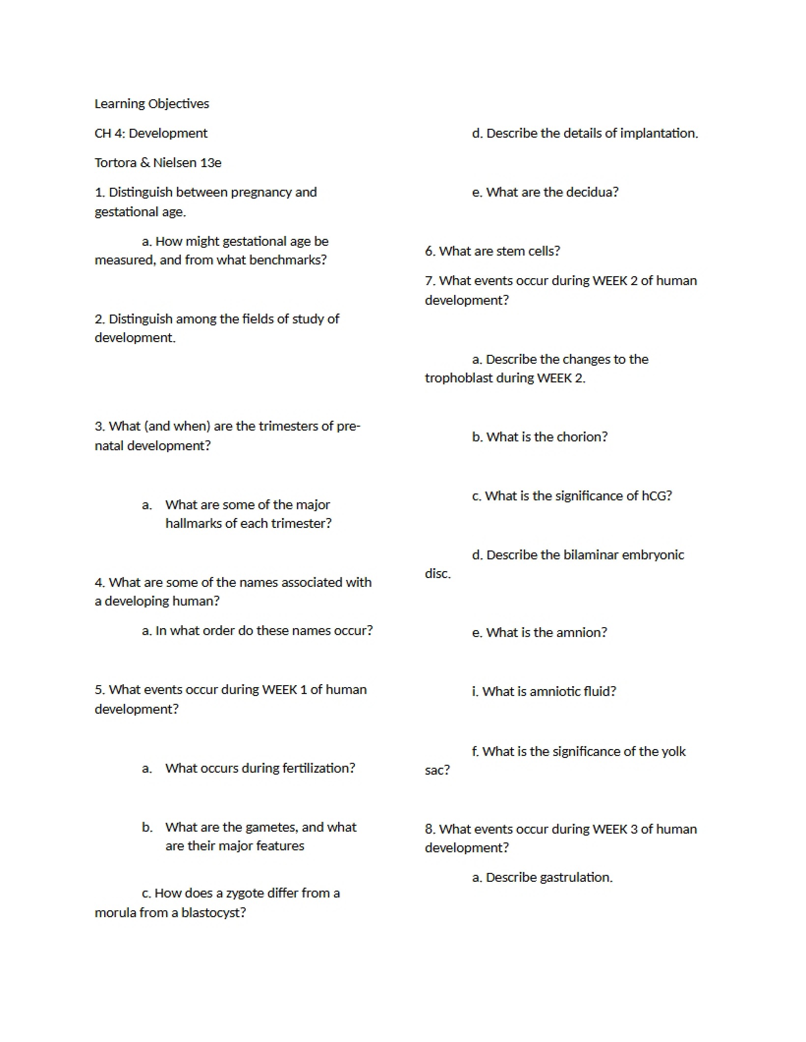 Objectives for Development Chapter 4