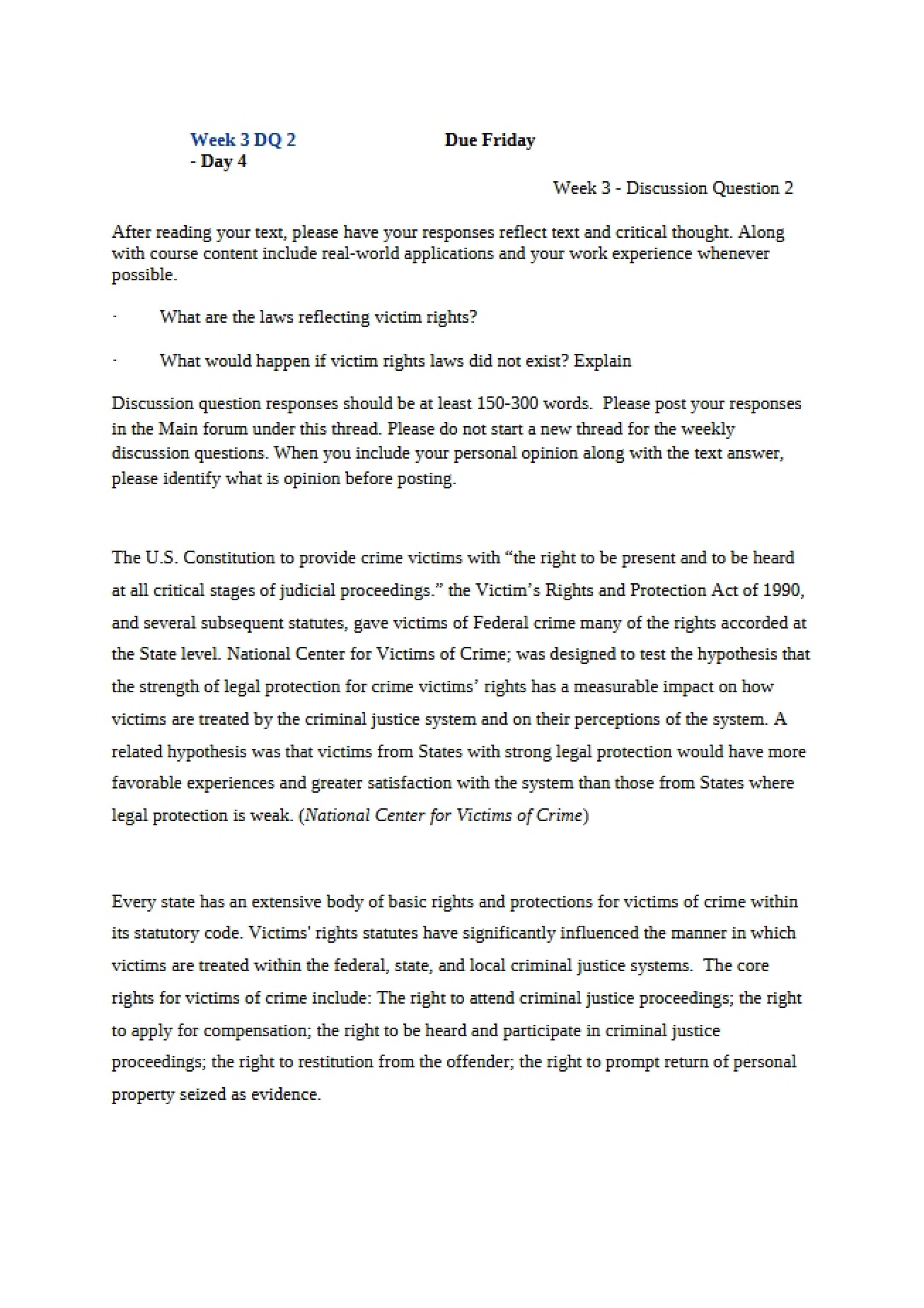 Laws Regarding Rights of Victims