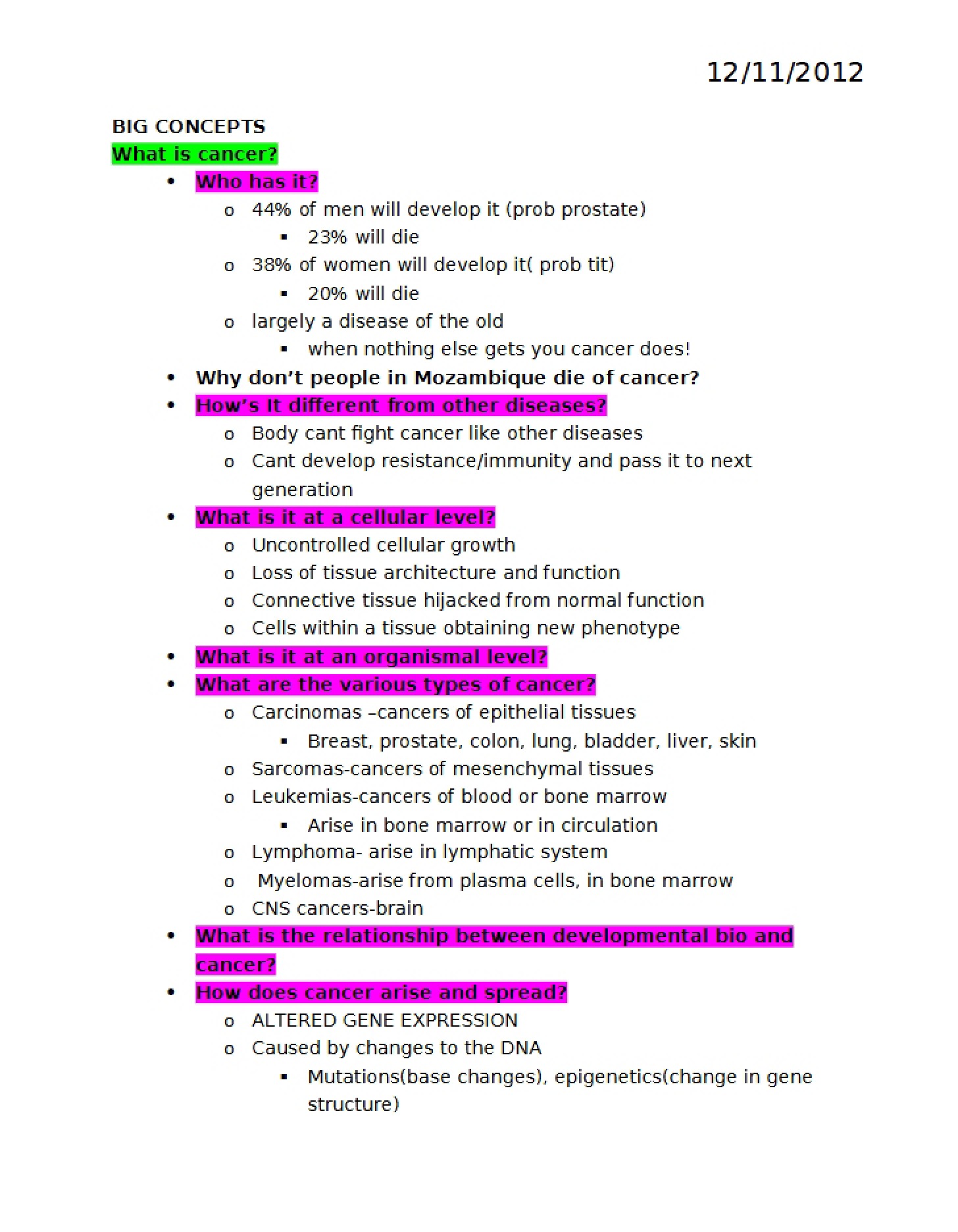 Major Concepts
