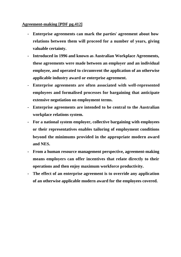 TB Notes - Chapter 10 Enterprise Agreements