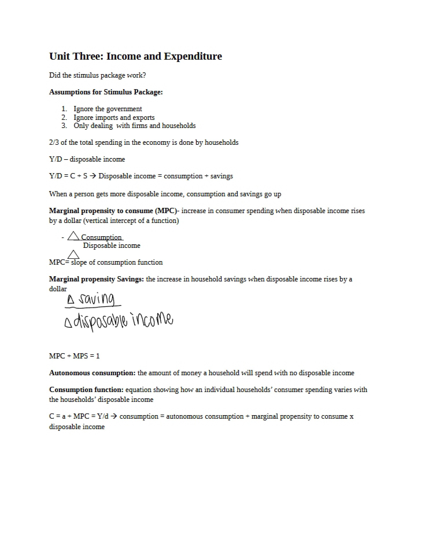 Notes for Unit Three