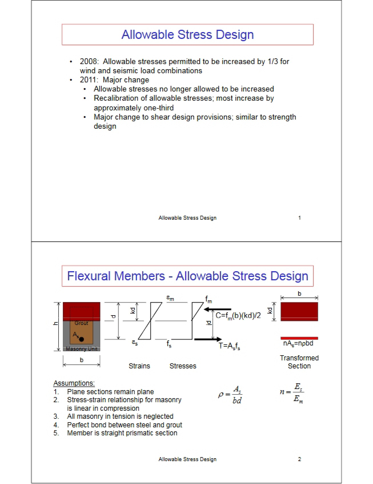 Design of Allowable Stress