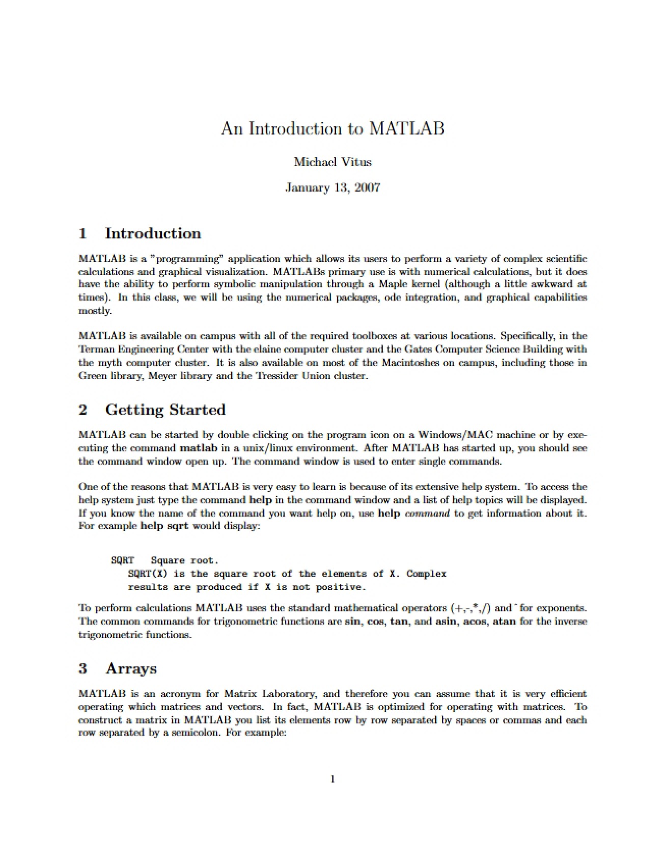 Matlab Introduction for Nonlinear Systems