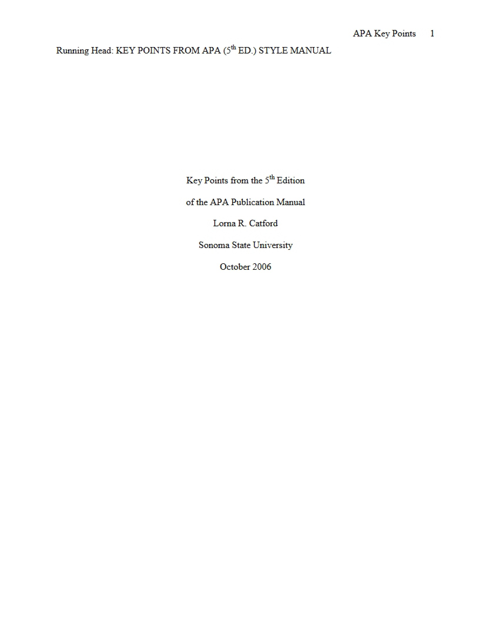 Key Points of APA