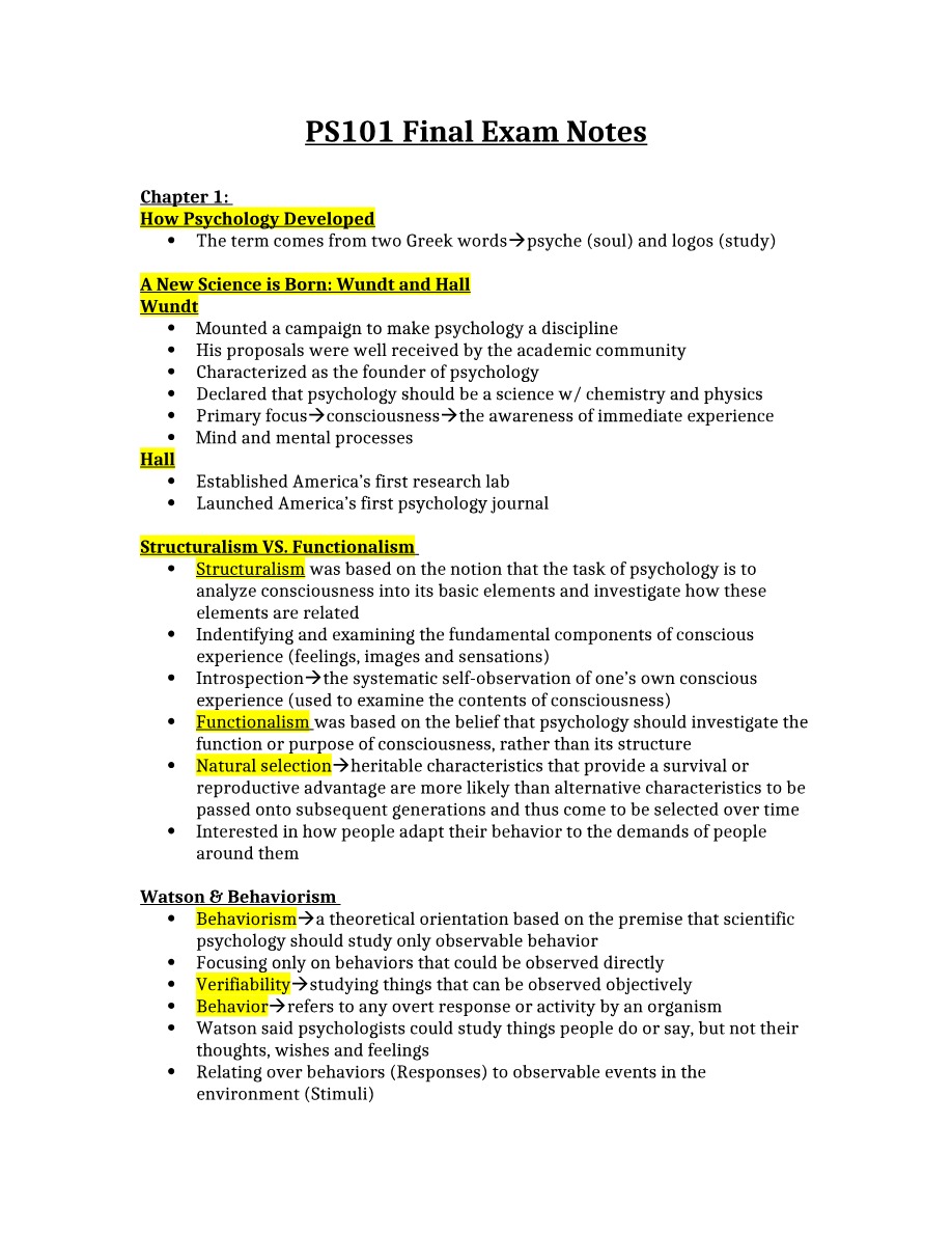 Final Exam Notes for PS101