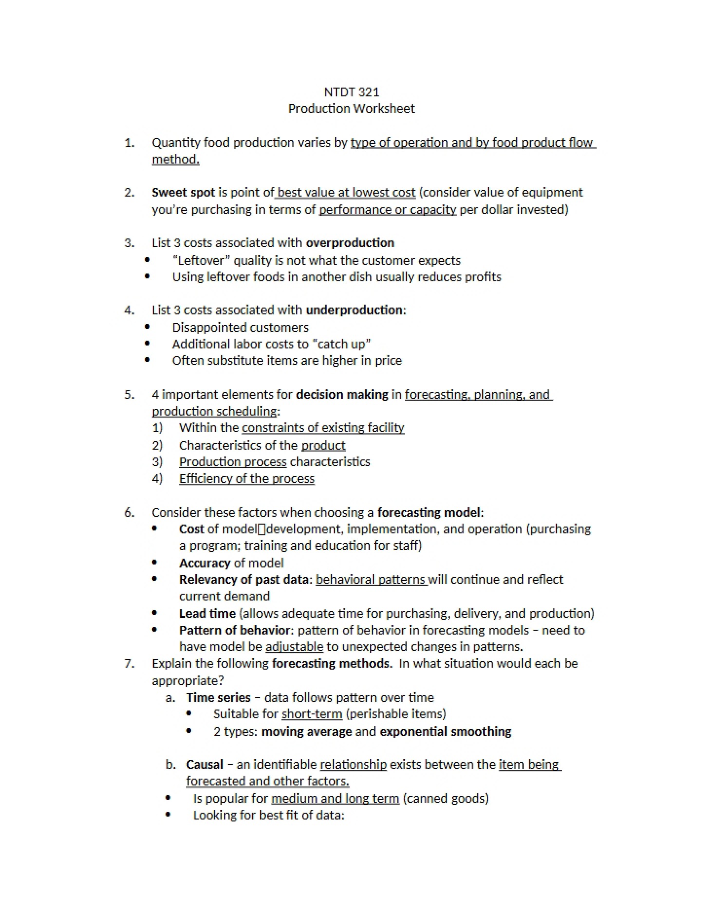 Worksheet Sanitation and Safety