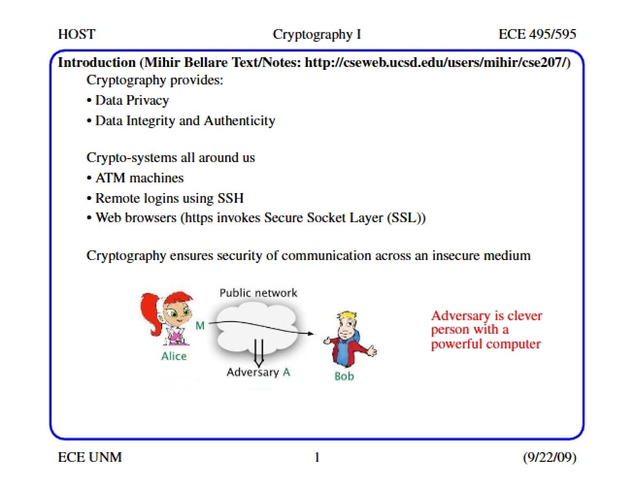 Cryptography I Overview