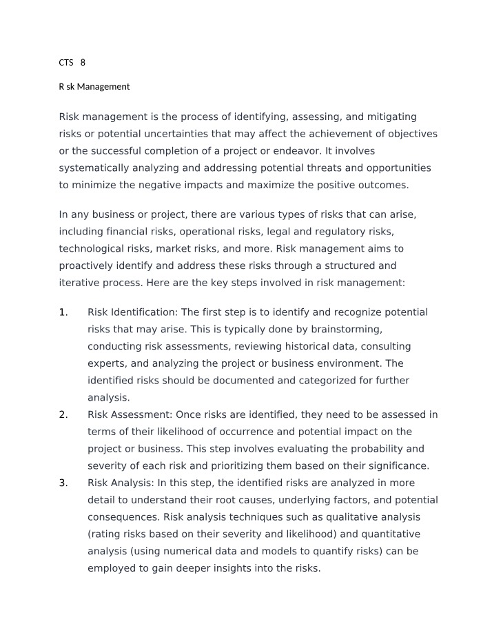 Business and Project Risk Management Strategies